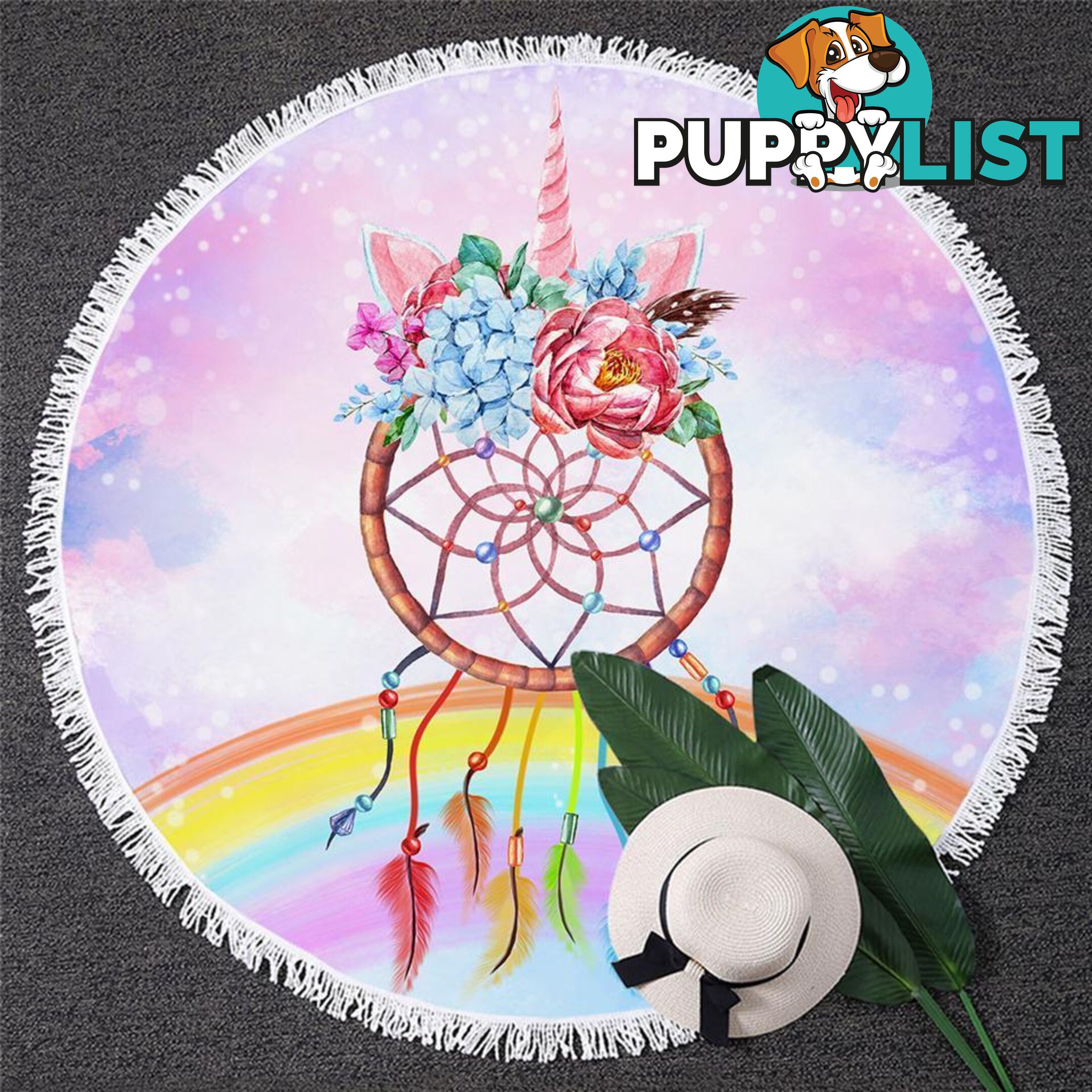 Unicorn Dream Catcher Beach Towel - Towel - 7427046332767