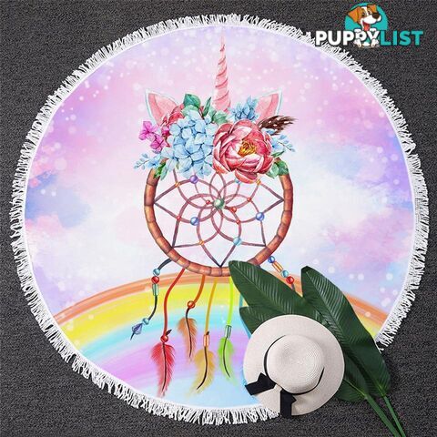 Unicorn Dream Catcher Beach Towel - Towel - 7427046332767