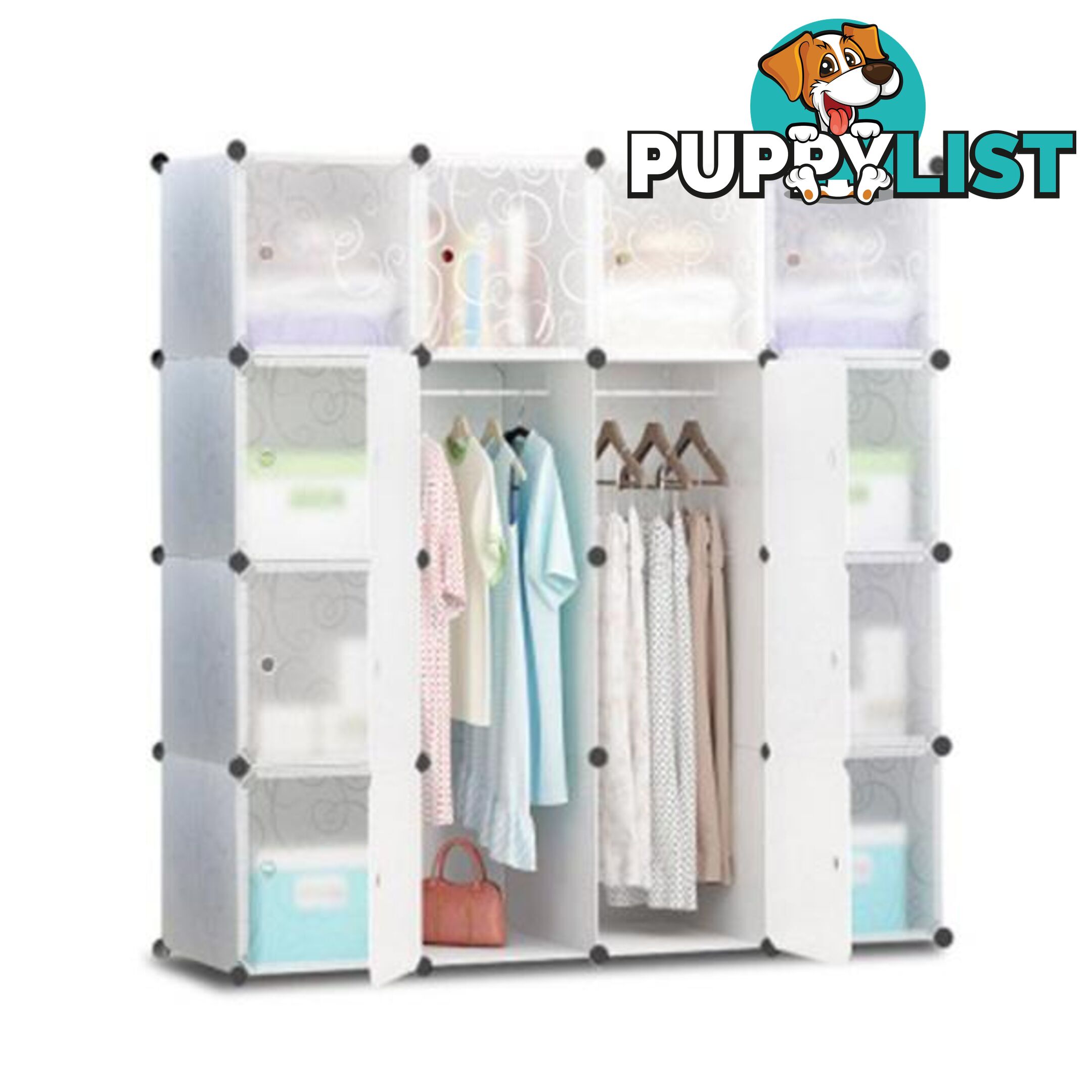 16 Cube Portable Storage Cabinet Wardrobe - White - Unbranded - 9350062164624