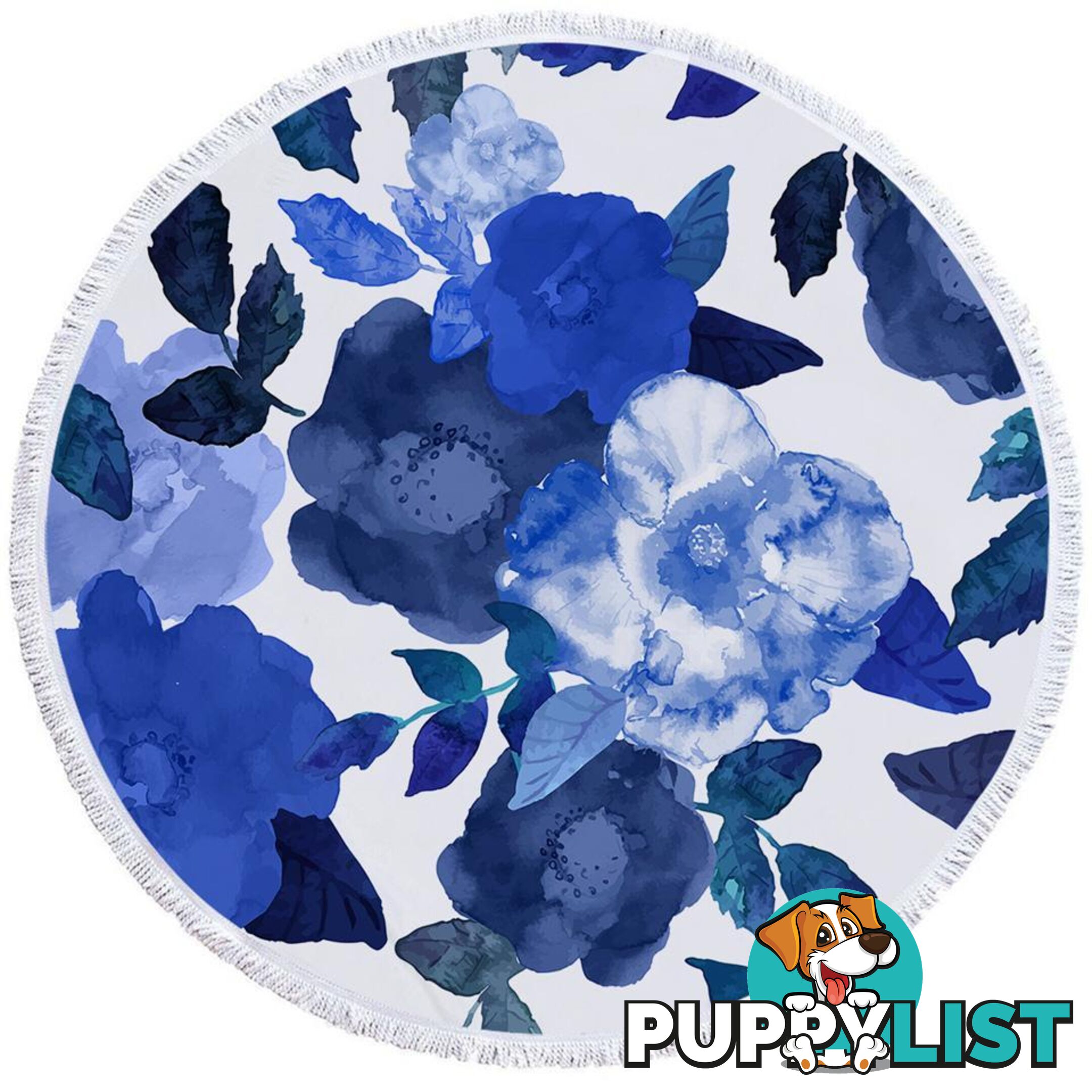 Blue Water Colored Flowers Beach Towel - Towel - 7427046339520