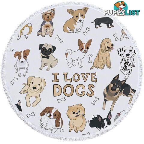 I Love Dogs Beach Towel - Towel - 7427046306171