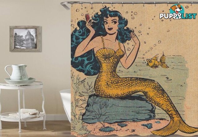 Vintage Mermaid Shower Curtain - Curtains - 7427045955974