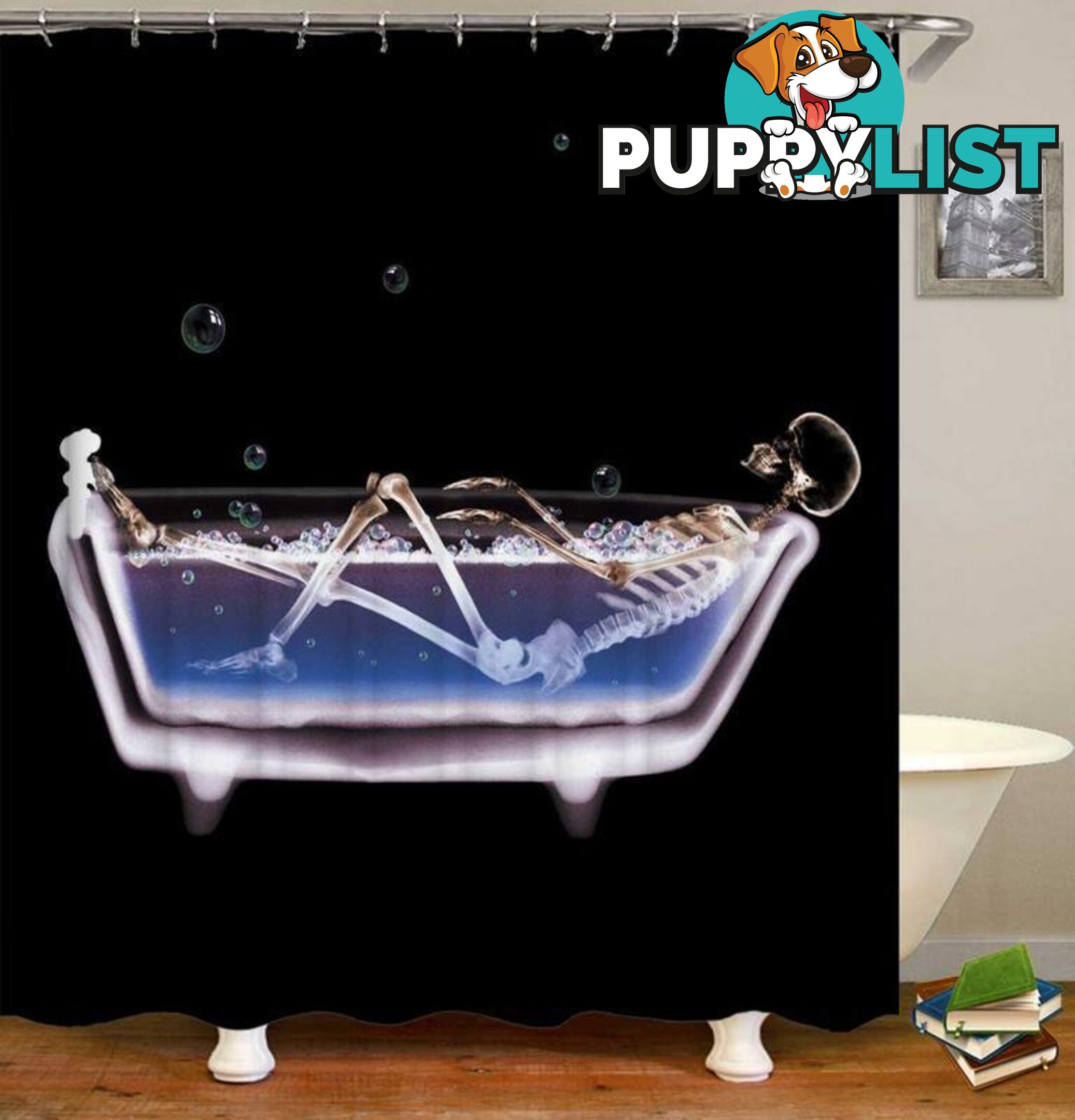 Skeleton Bath Time Shower Curtain - Curtains - 7427046059428