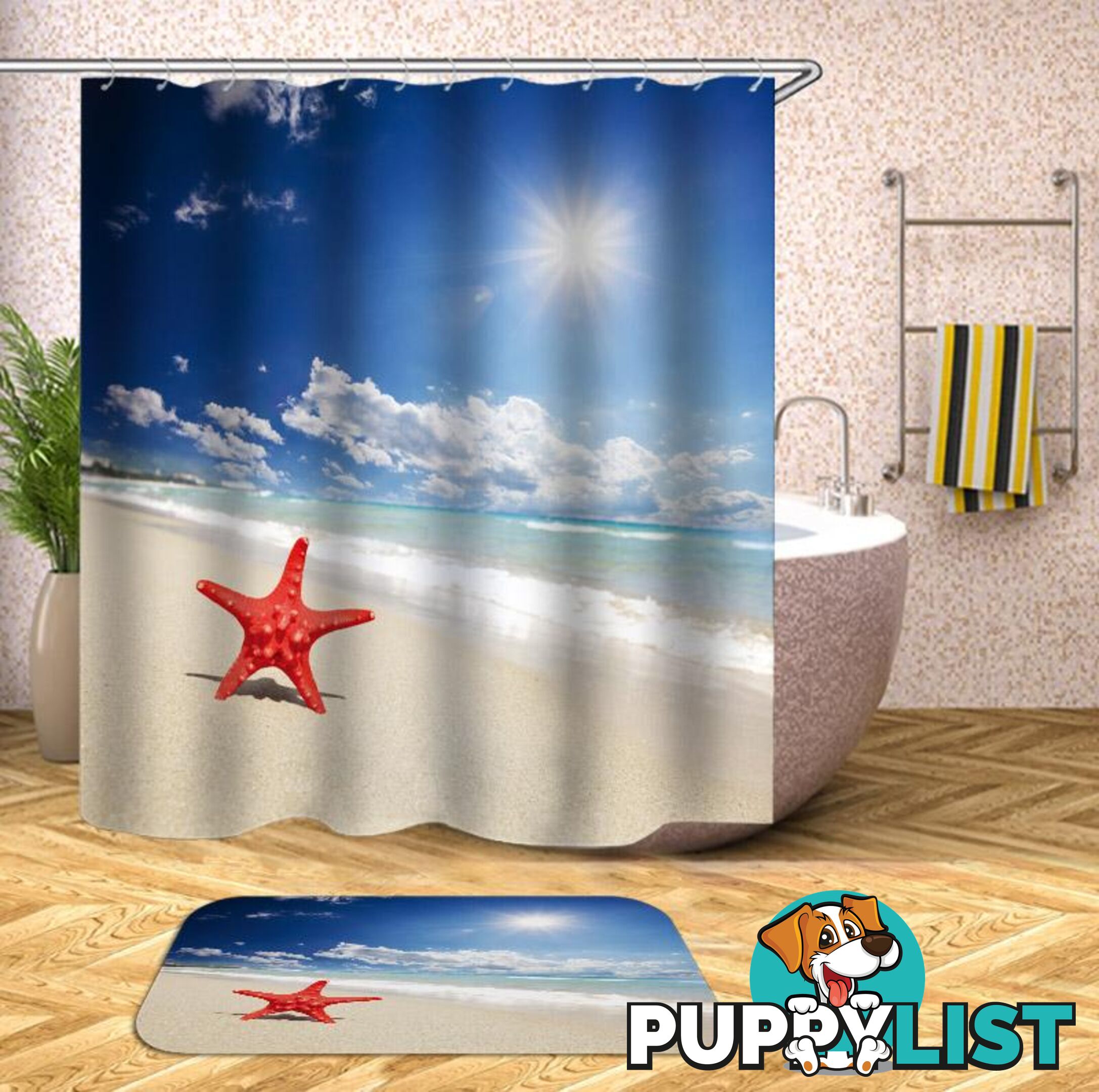 Single Starfish On The Beach Shower Curtain - Curtains - 7427045949850