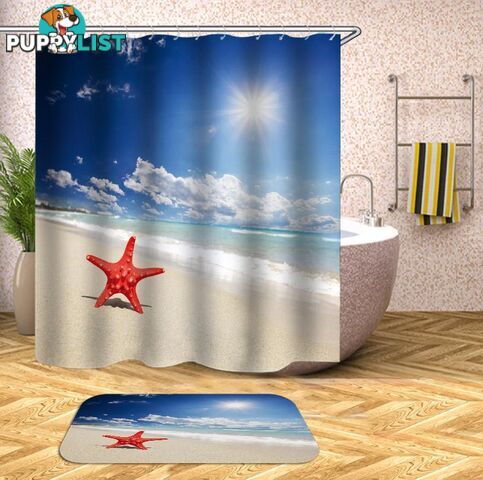 Single Starfish On The Beach Shower Curtain - Curtains - 7427045949850