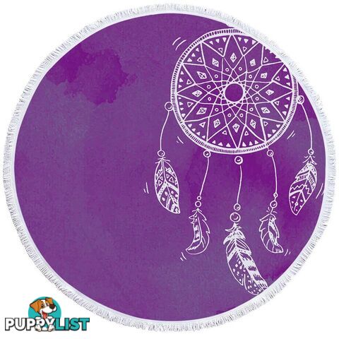 Purple Background Dream Catcher Beach Towel - Towel - 7427046311700