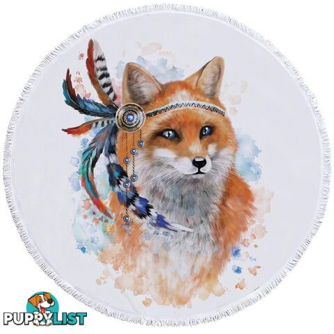 Native American Fox Beach Towel - Towel - 7427046307765