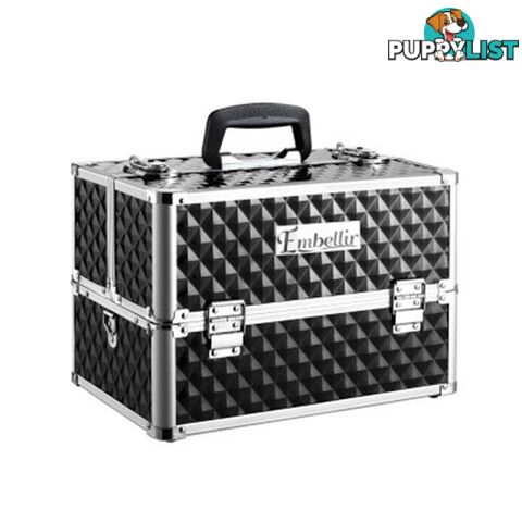 Portable Beauty Makeup Case Diamond - Black - Embellir - 4344744403670