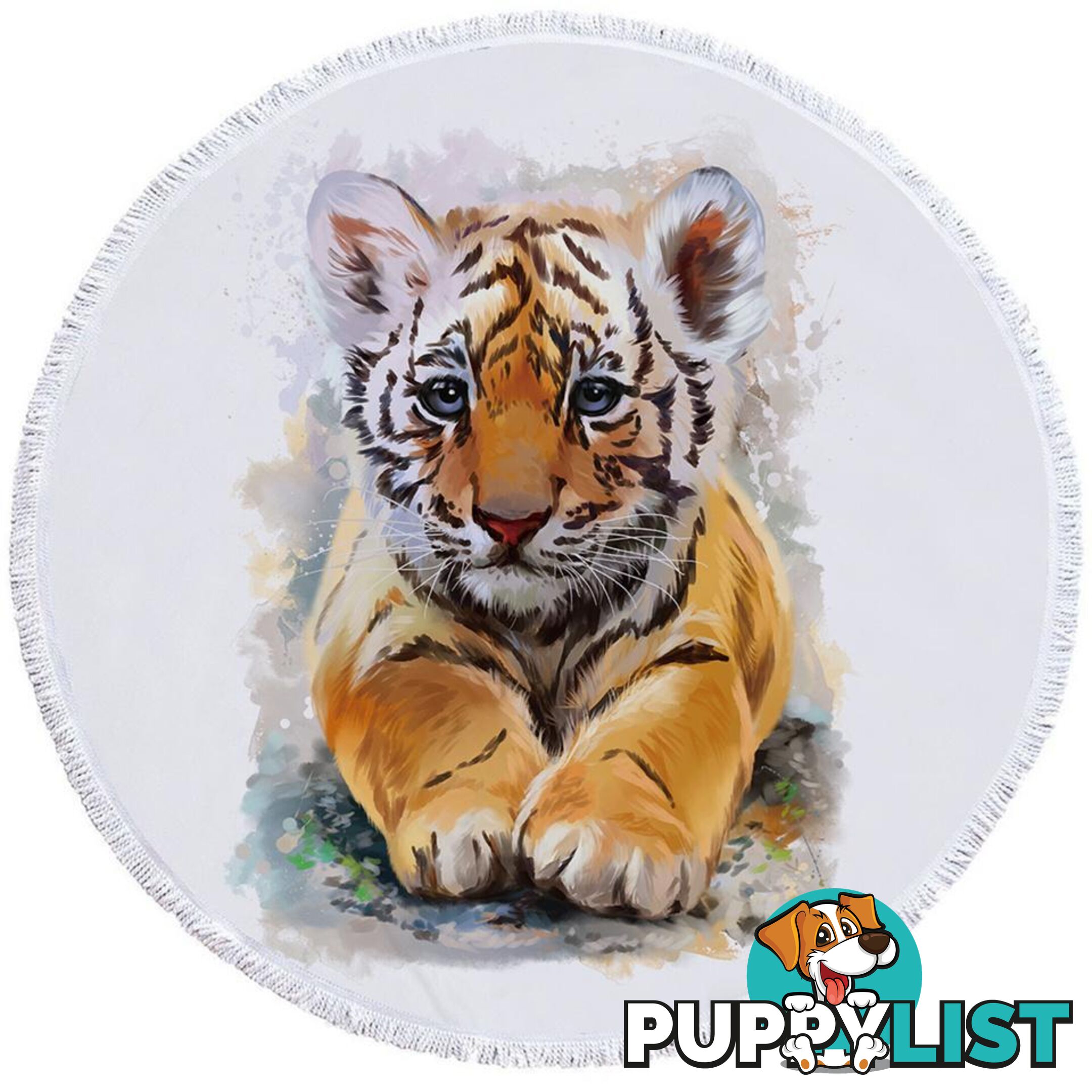 Painted Tiger Puppy Beach Towel - Towel - 7427046306713