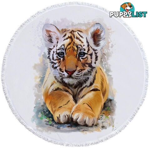 Painted Tiger Puppy Beach Towel - Towel - 7427046306713