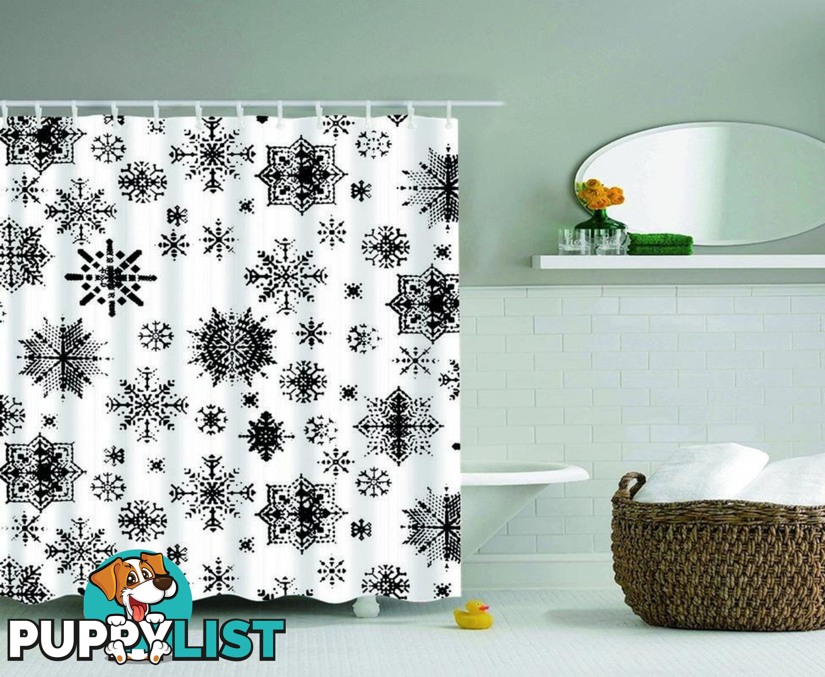 Black And White Snowflakes Shower Curtain - Curtain - 7427005933158