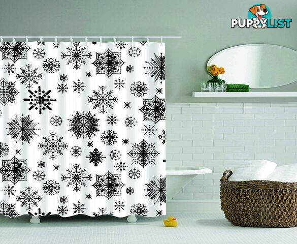 Black And White Snowflakes Shower Curtain - Curtain - 7427005933158
