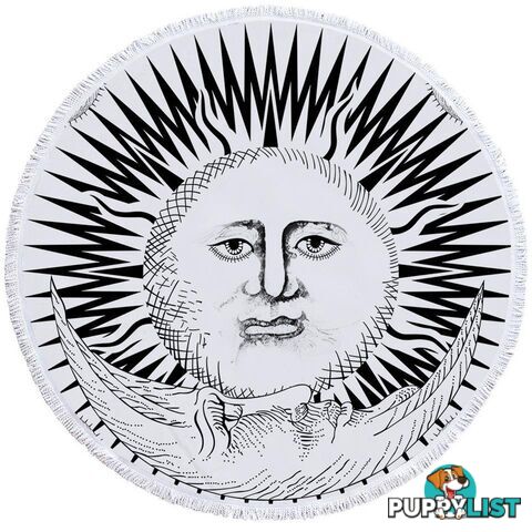 Black and White Sun and Moon Beach Towel - Towel - 7427046325950