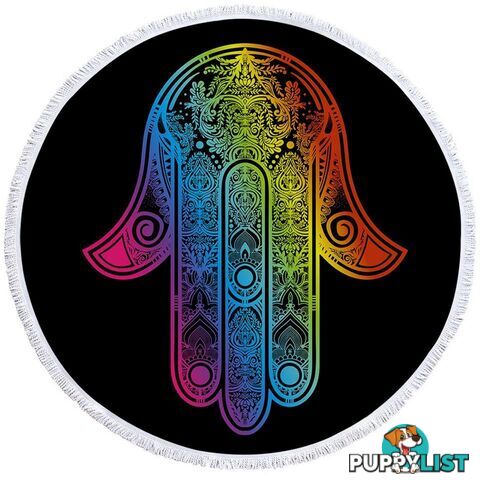 Colorful Hamsa Beach Towel - Towel - 7427046318761