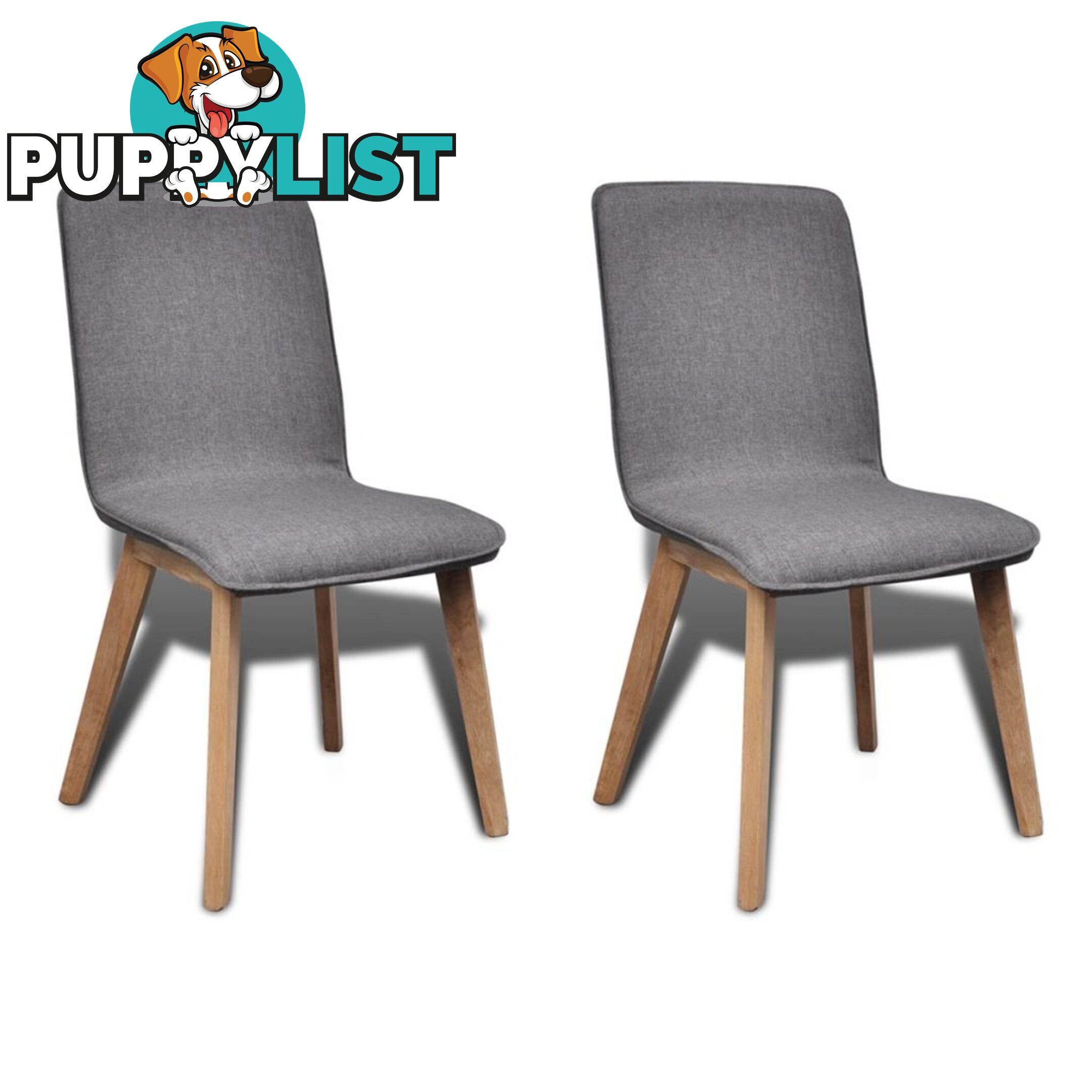 Oak Frame Fabric Dining Chairs (2 Pcs) - Dark Grey - Unbranded - 4326500431554