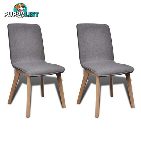 Oak Frame Fabric Dining Chairs (2 Pcs) - Dark Grey - Unbranded - 4326500431554