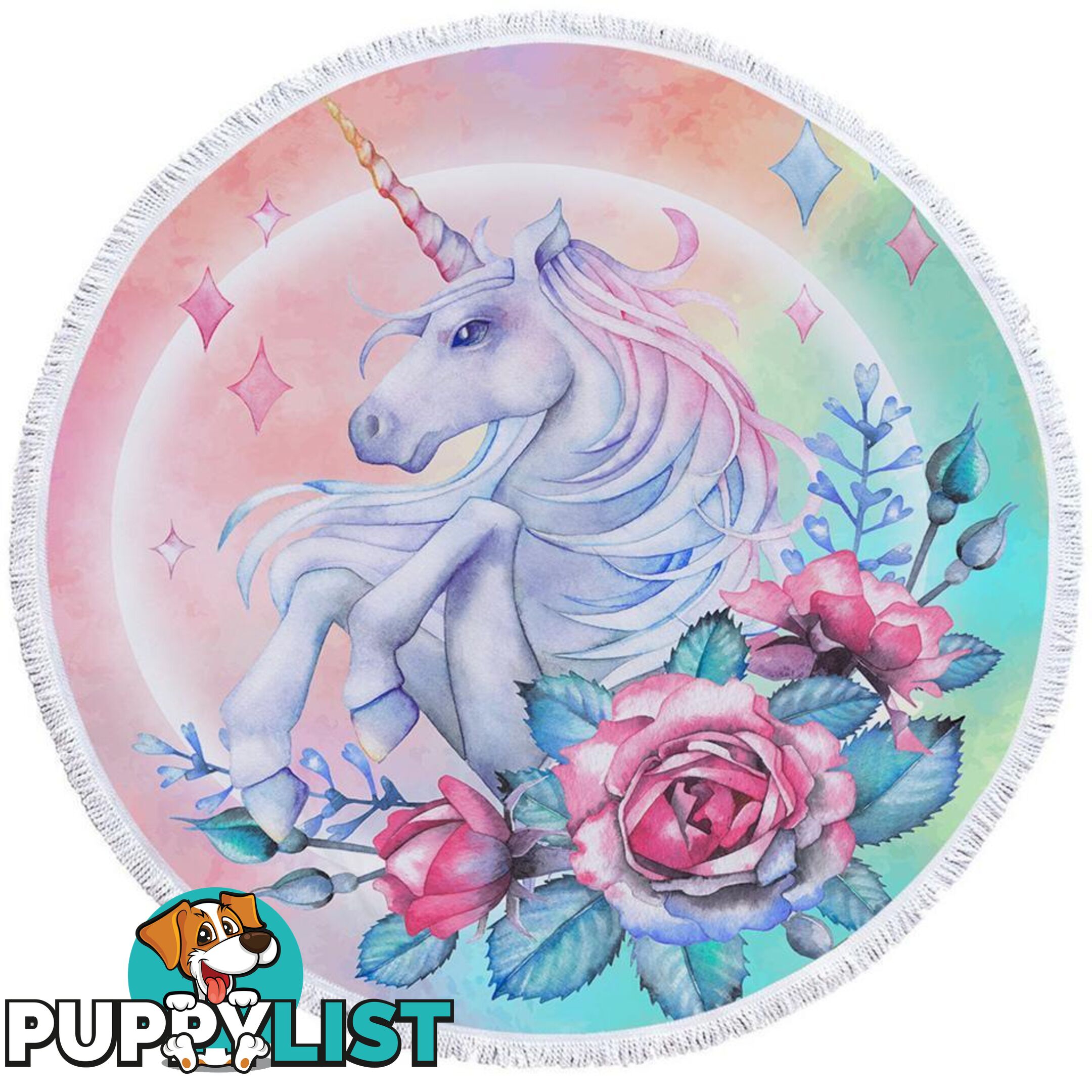 Roses and Unicorn Beach Towel - Towel - 7427046312646