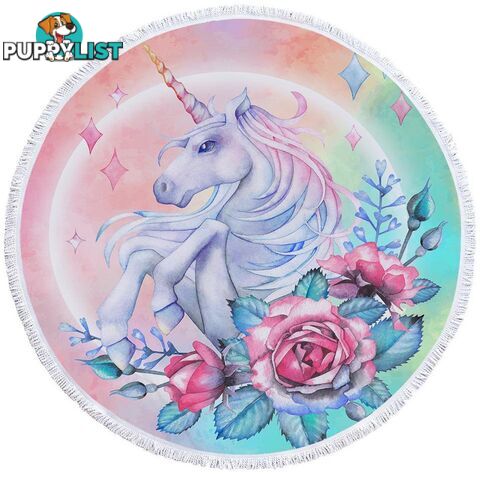 Roses and Unicorn Beach Towel - Towel - 7427046312646