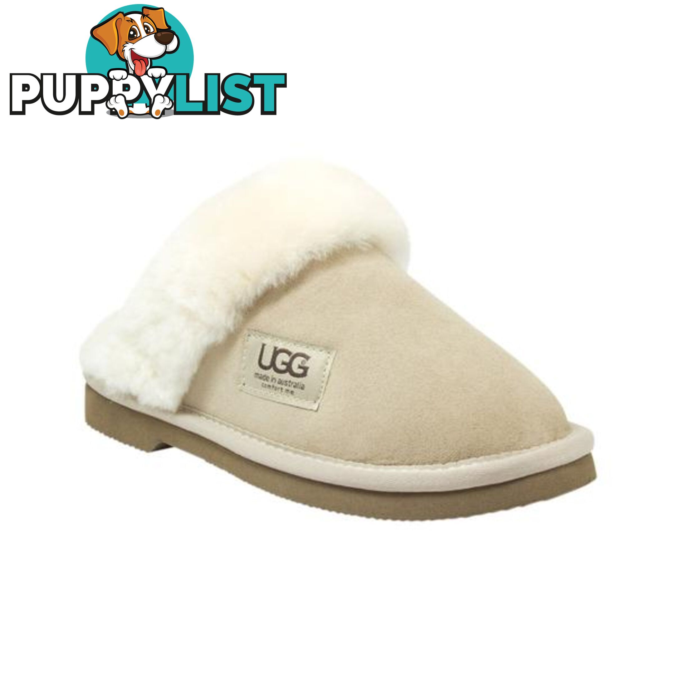 UGG Merino Sheepskin Fur Trim Scuff Memory Foam Sand - UGG - 822427524231