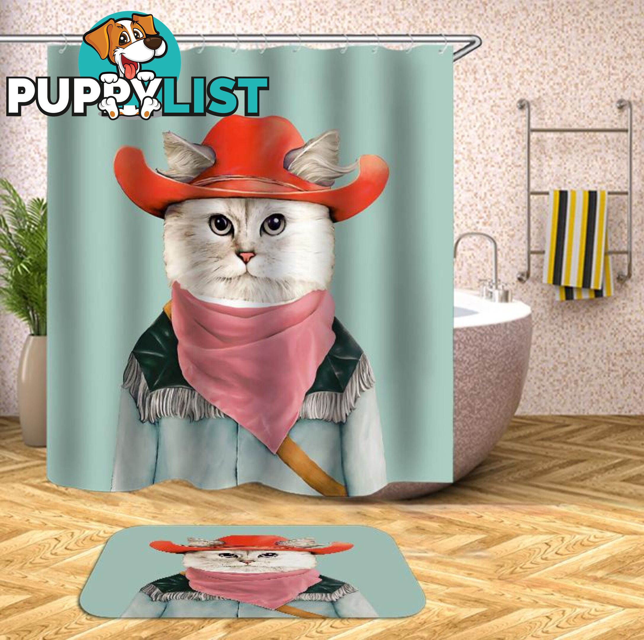 Cowboy Cat Shower Curtain - Curtain - 7427045959262