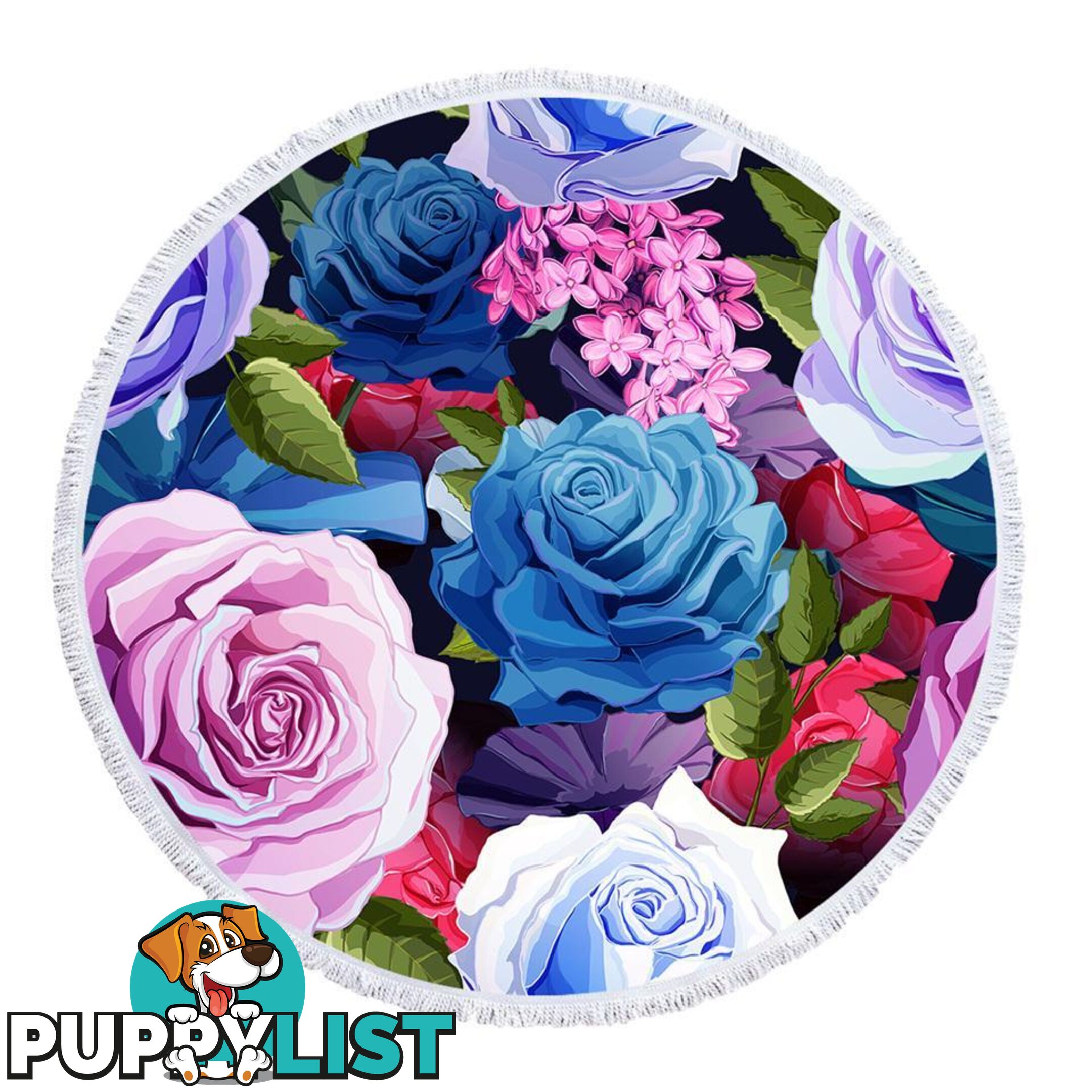 Blue and Purplish Roses Beach Towel - Towel - 7427046341387