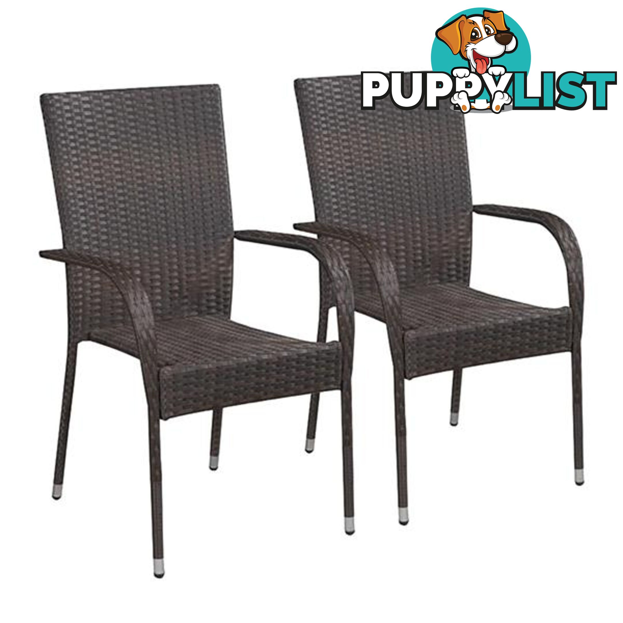 Stackable Outdoor Chairs 2 Pcs Poly Rattan - Chair - 7427005879043