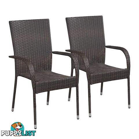 Stackable Outdoor Chairs 2 Pcs Poly Rattan - Chair - 7427005879043