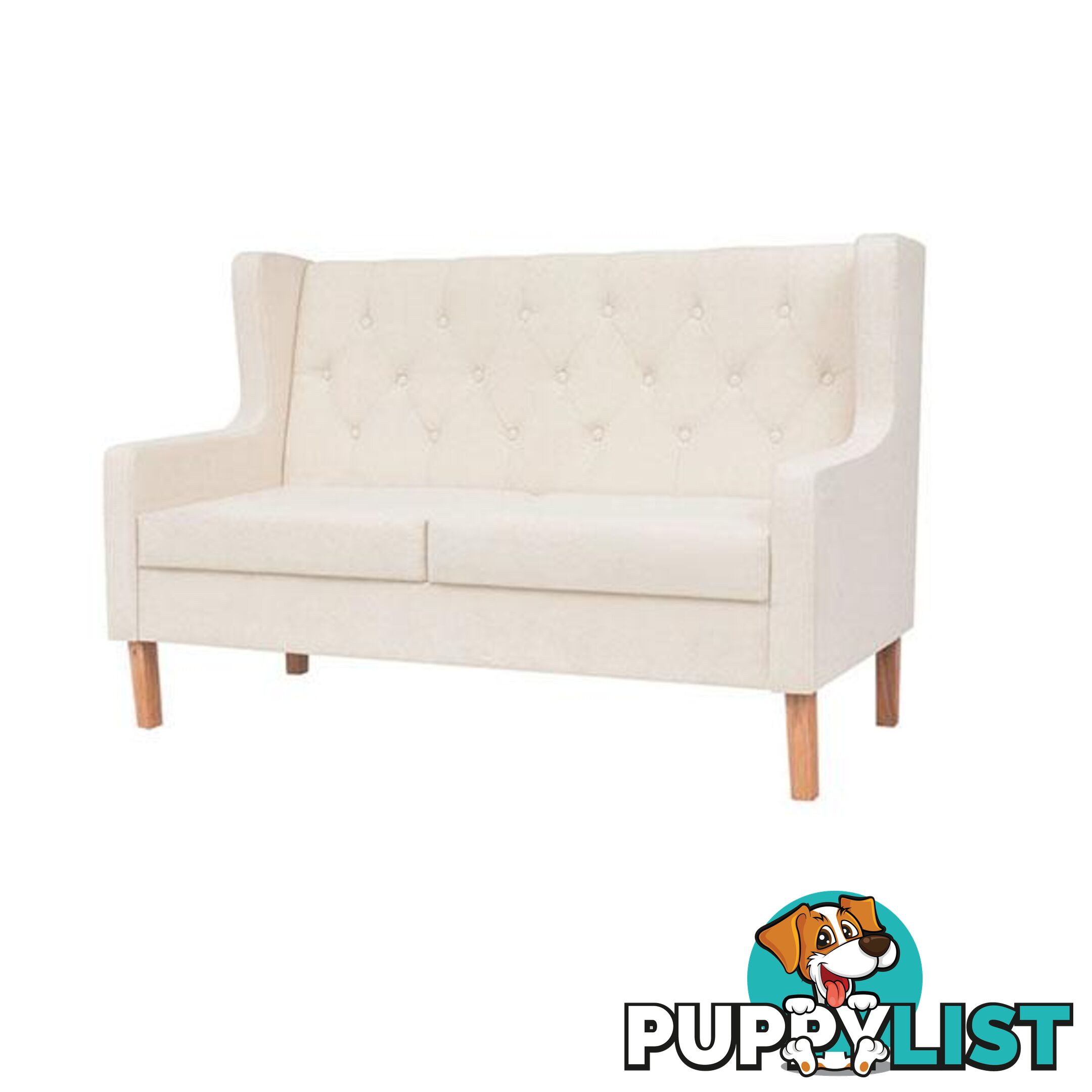 2 Seater Sofa Fabric Cream White - Unbranded - 8718475577096