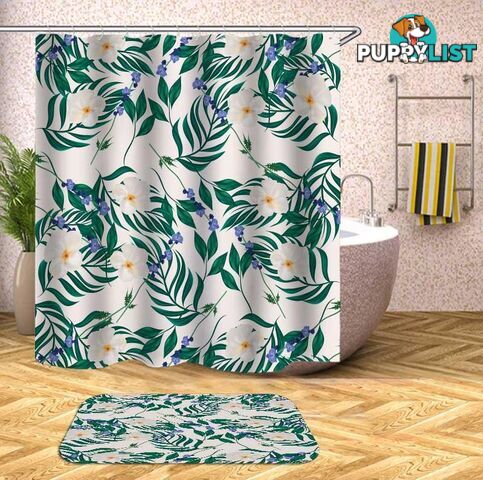 White And Blue Flowers Shower Curtain - Curtain - 7427046102735