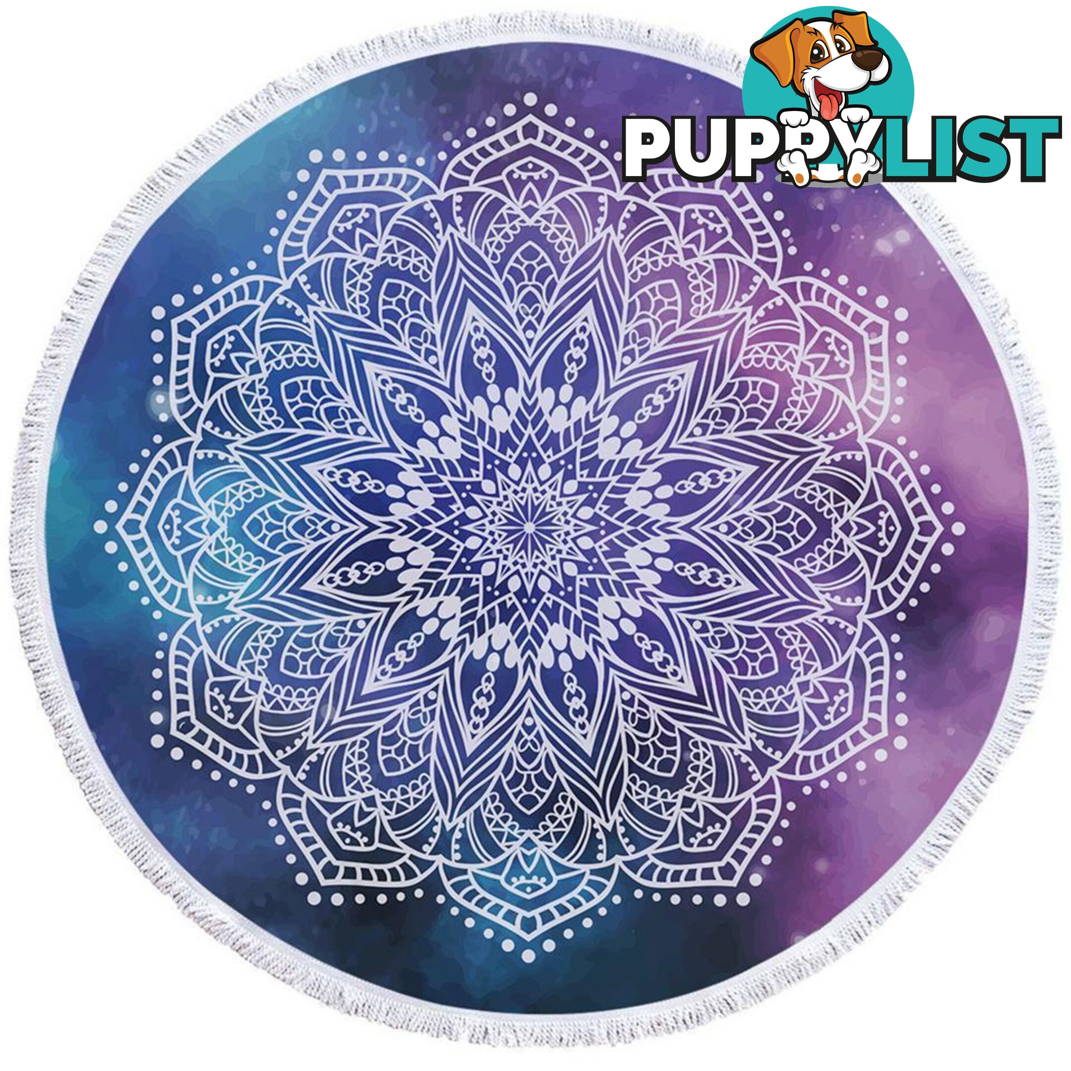 White Mandala Over Space Beach Towel - Towel - 7427046306959