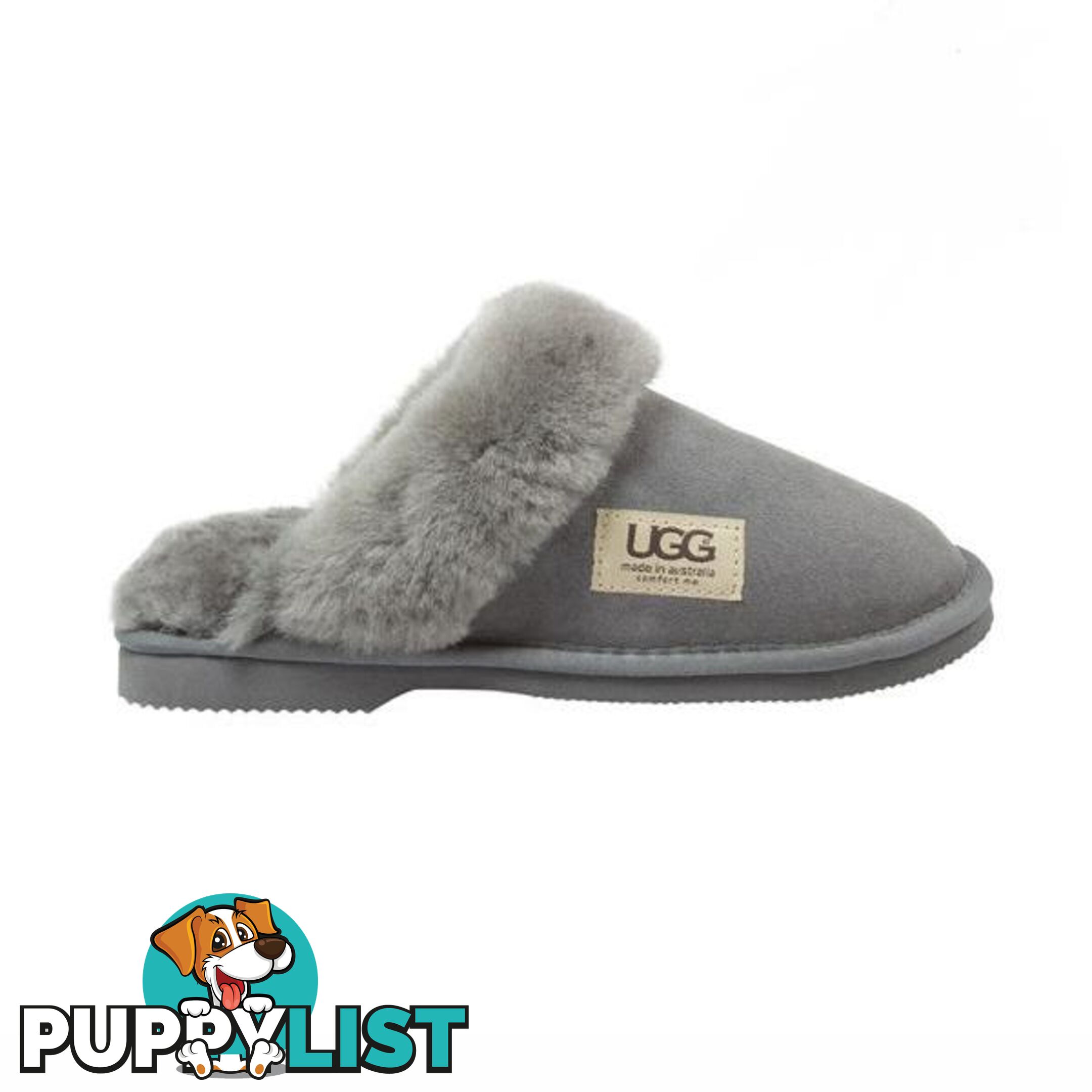 UGG Merino Sheepskin Fur Trim Scuff Memory Foam Grey - UGG - 822427523999