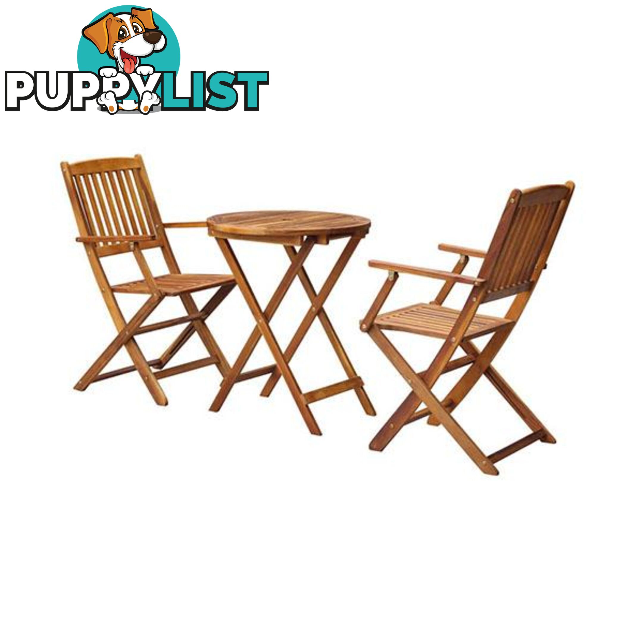 Outdoor Bistro Set 3 Pieces Acacia Wood Folding Round - Bistro - 8718475562627