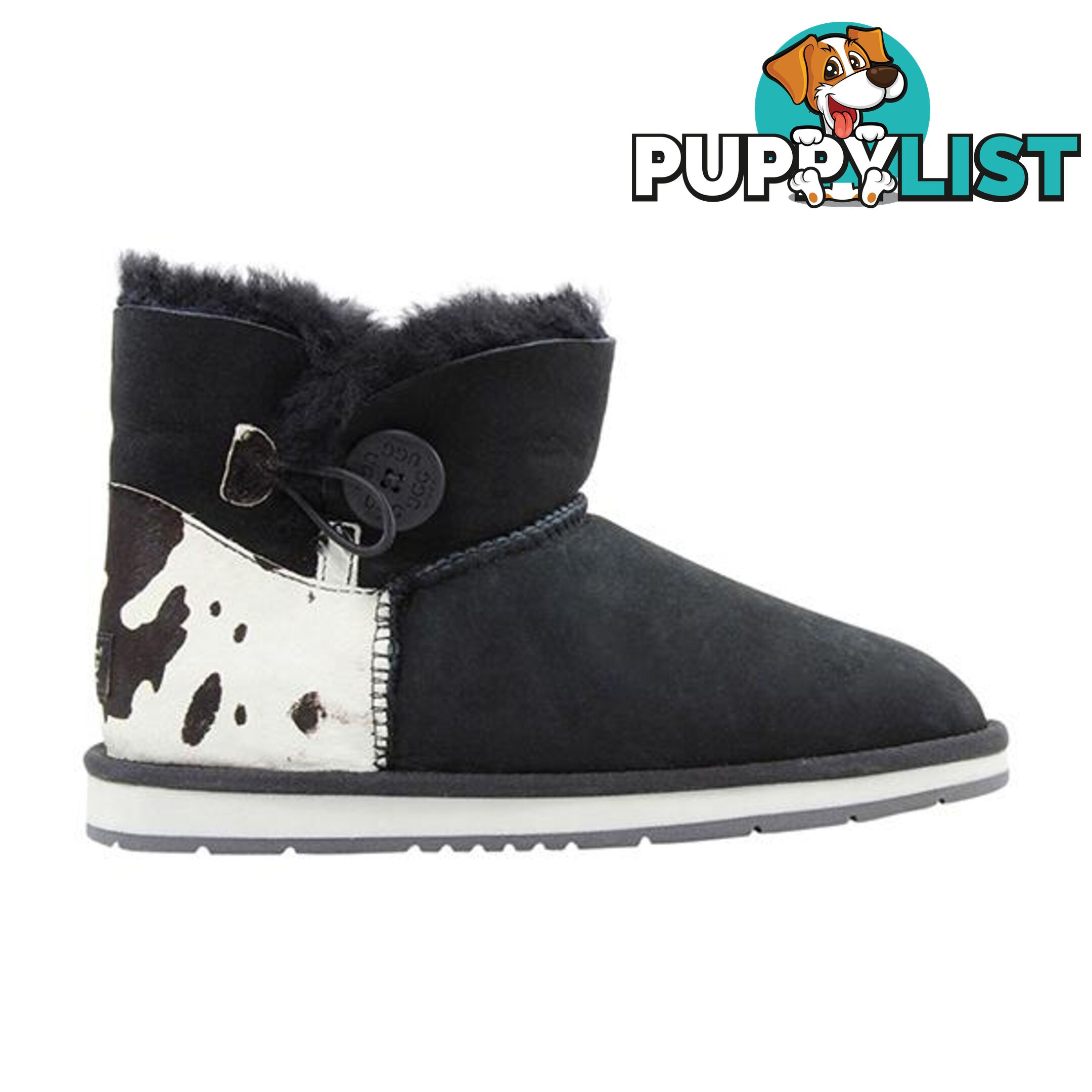 Auzland Cow Print Mini Bailey Button Ugg Boot - AUZLAND - 822427506008