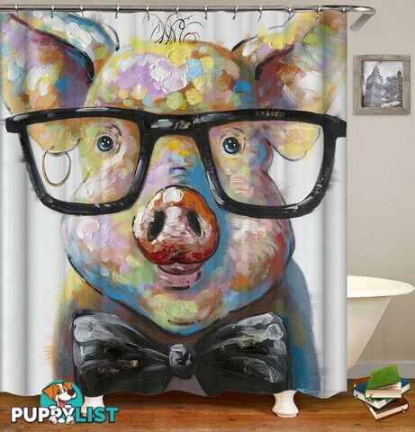 Hipster Piggy Shower Curtain - Curtain - 7427046130103