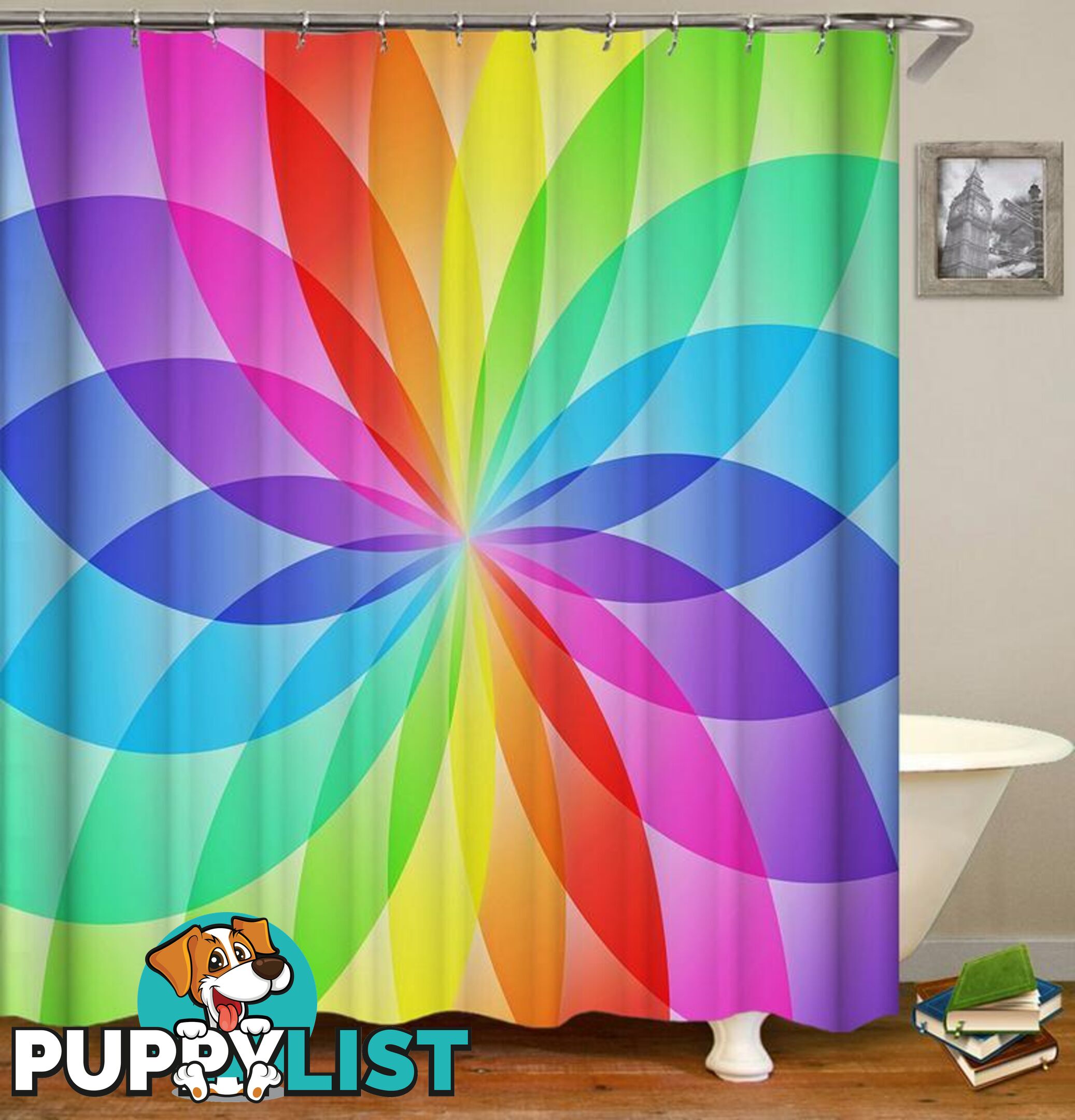 Rainbow Ellipses Circle Shower Curtain - Curtain - 7427045911215