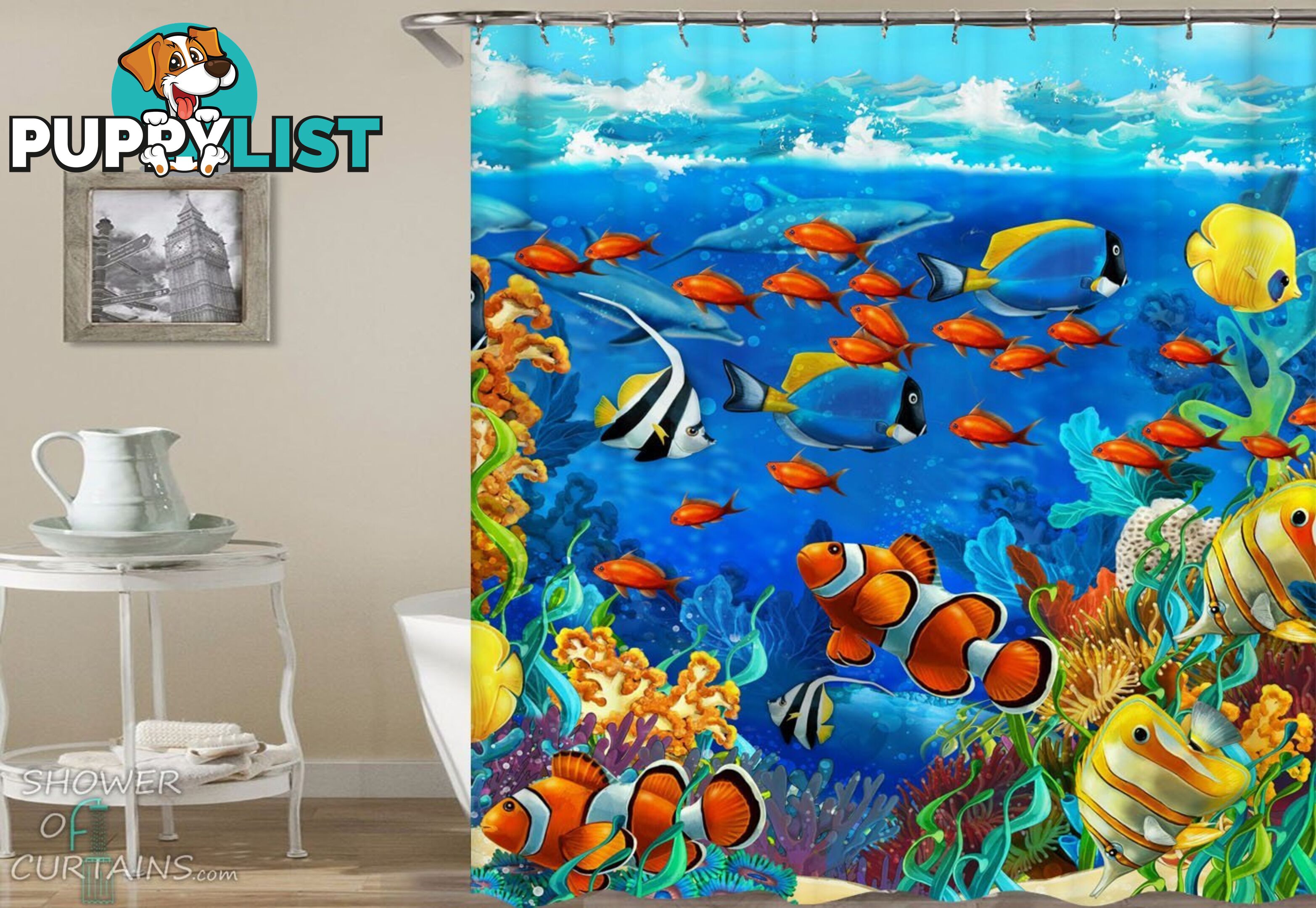 Colorful Ocean Life Shower Curtain - Curtain - 7427046282963