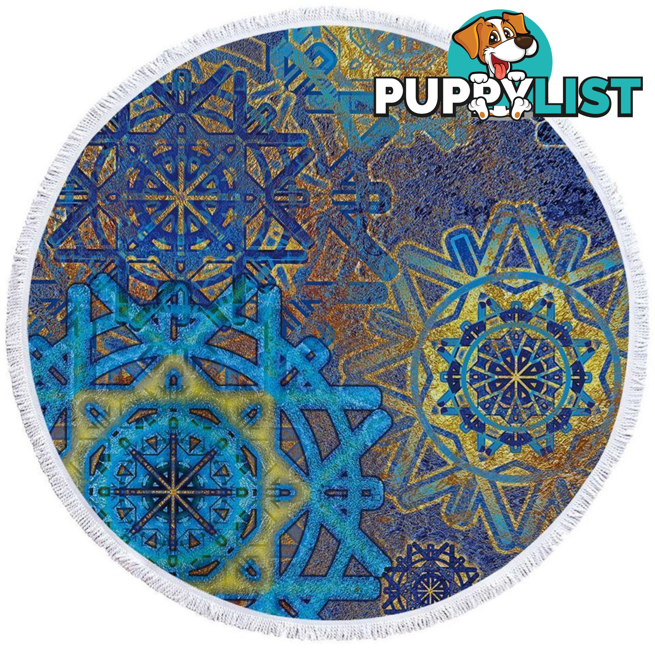 Blue and Yellow Mandalas Beach Towel - Towel - 7427046325042