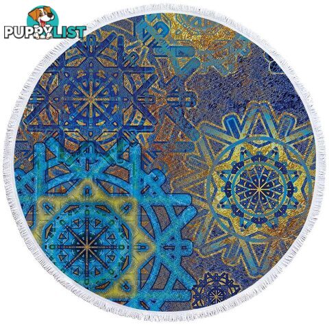 Blue and Yellow Mandalas Beach Towel - Towel - 7427046325042