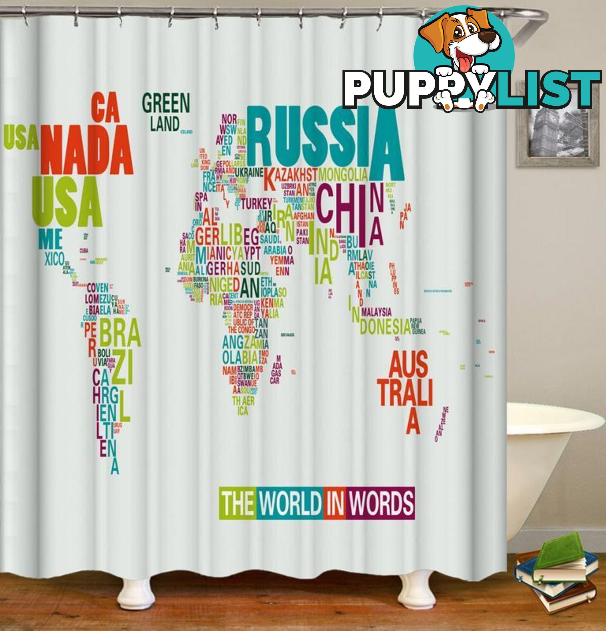 The World In Words Shower Curtain - Curtain - 7427045986992