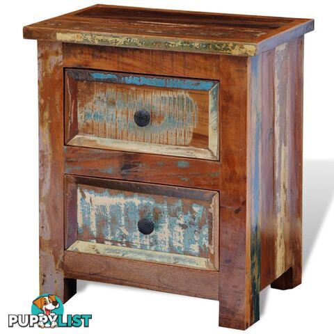 Reclaimed Solid Wood Bedside Cabinet with 2 Drawers - Unbranded - 4326500433114