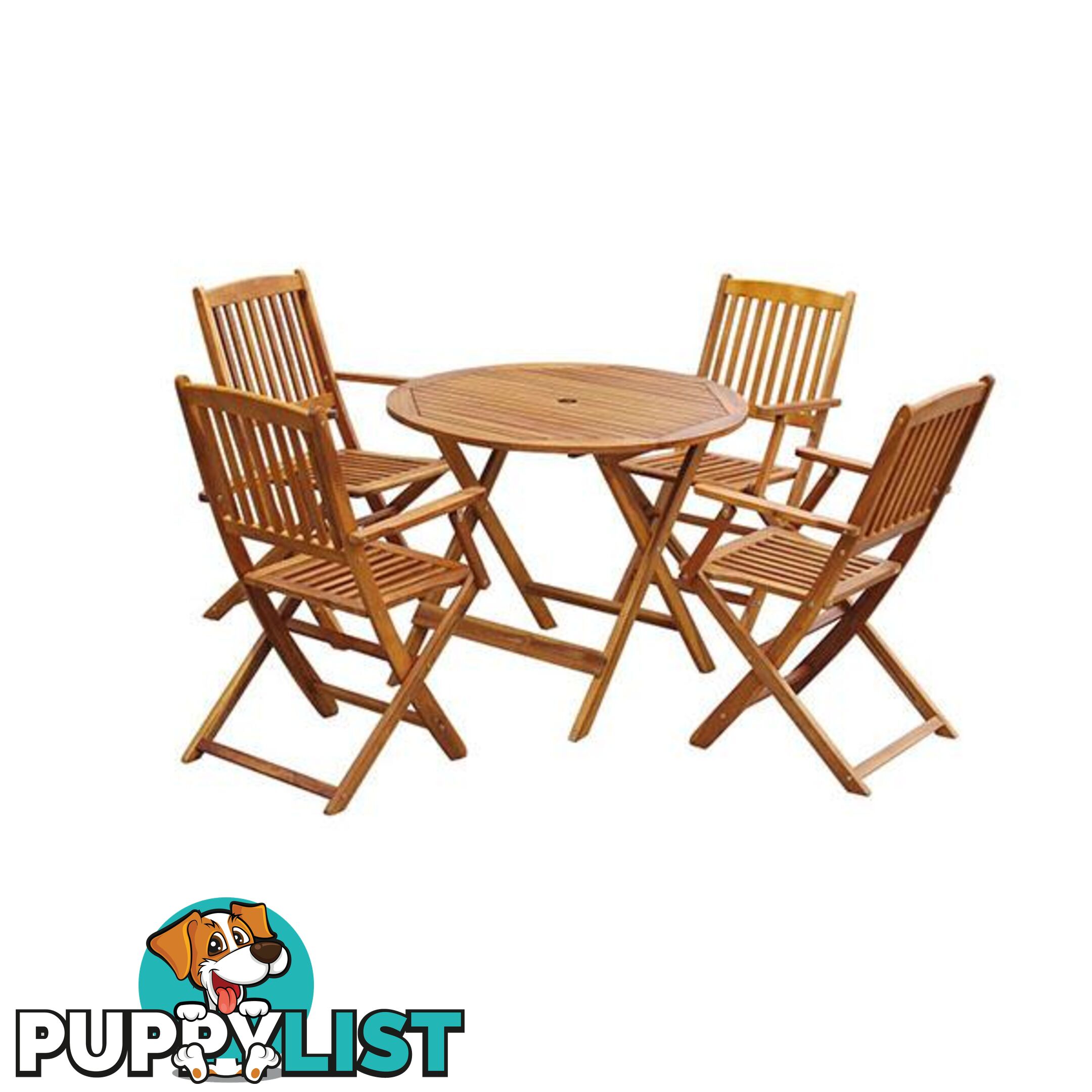 Outdoor Dining Set 5 Pieces Acacia Wood Folding Round - Dining Set - 8718475562610