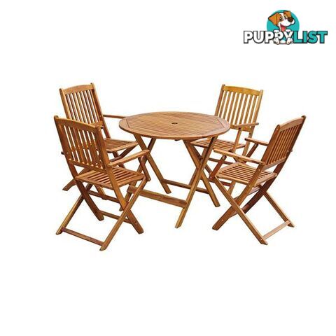 Outdoor Dining Set 5 Pieces Acacia Wood Folding Round - Dining Set - 8718475562610