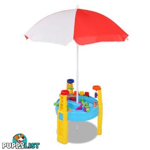 Kids Sand and Water Table Play Set with Umbrella - Keezi - 9350062117057