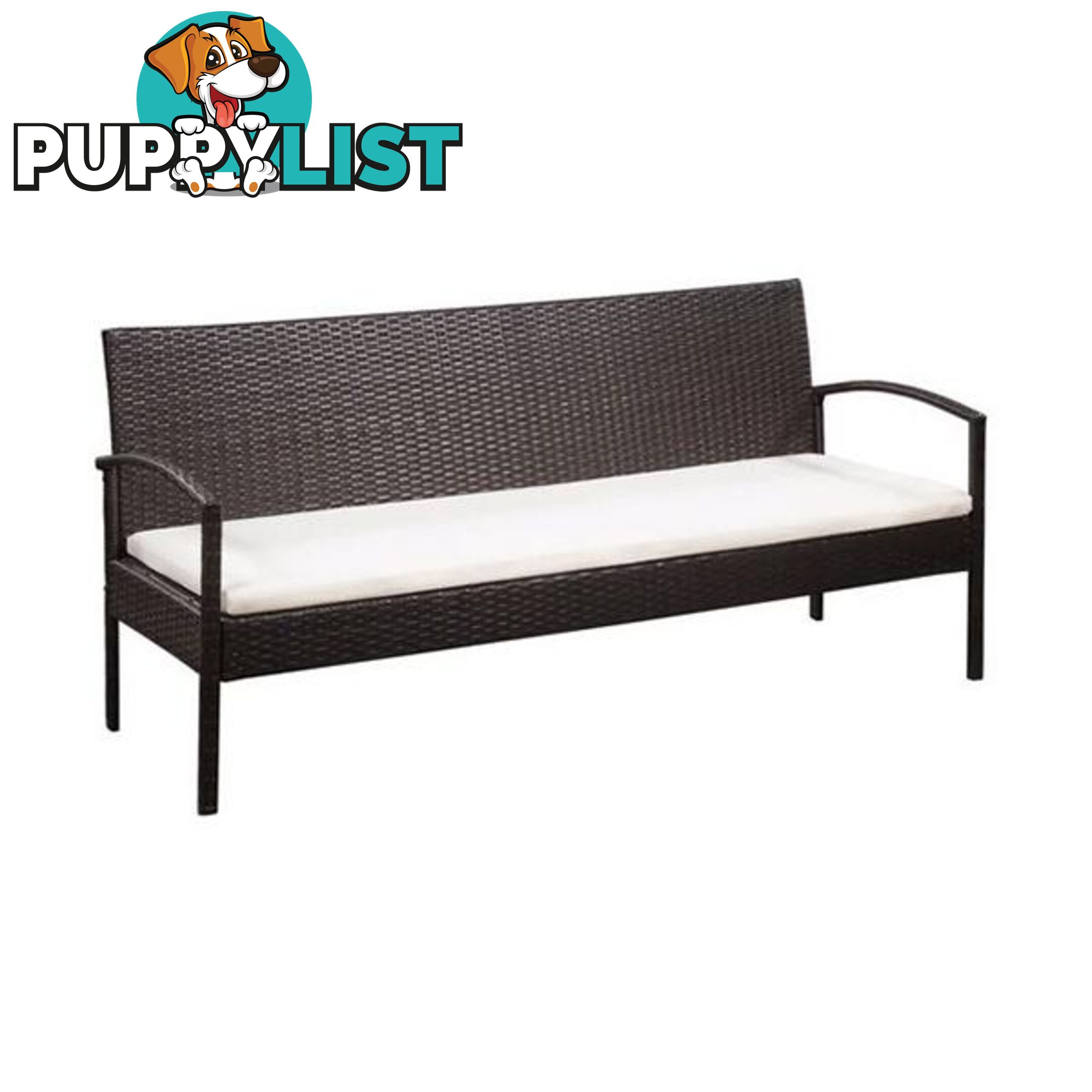 3 Seater Garden Sofa With Cushions Water Resistant Pe Rattan - Unbranded - 8718475612605