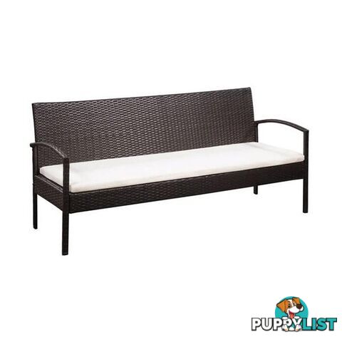 3 Seater Garden Sofa With Cushions Water Resistant Pe Rattan - Unbranded - 8718475612605