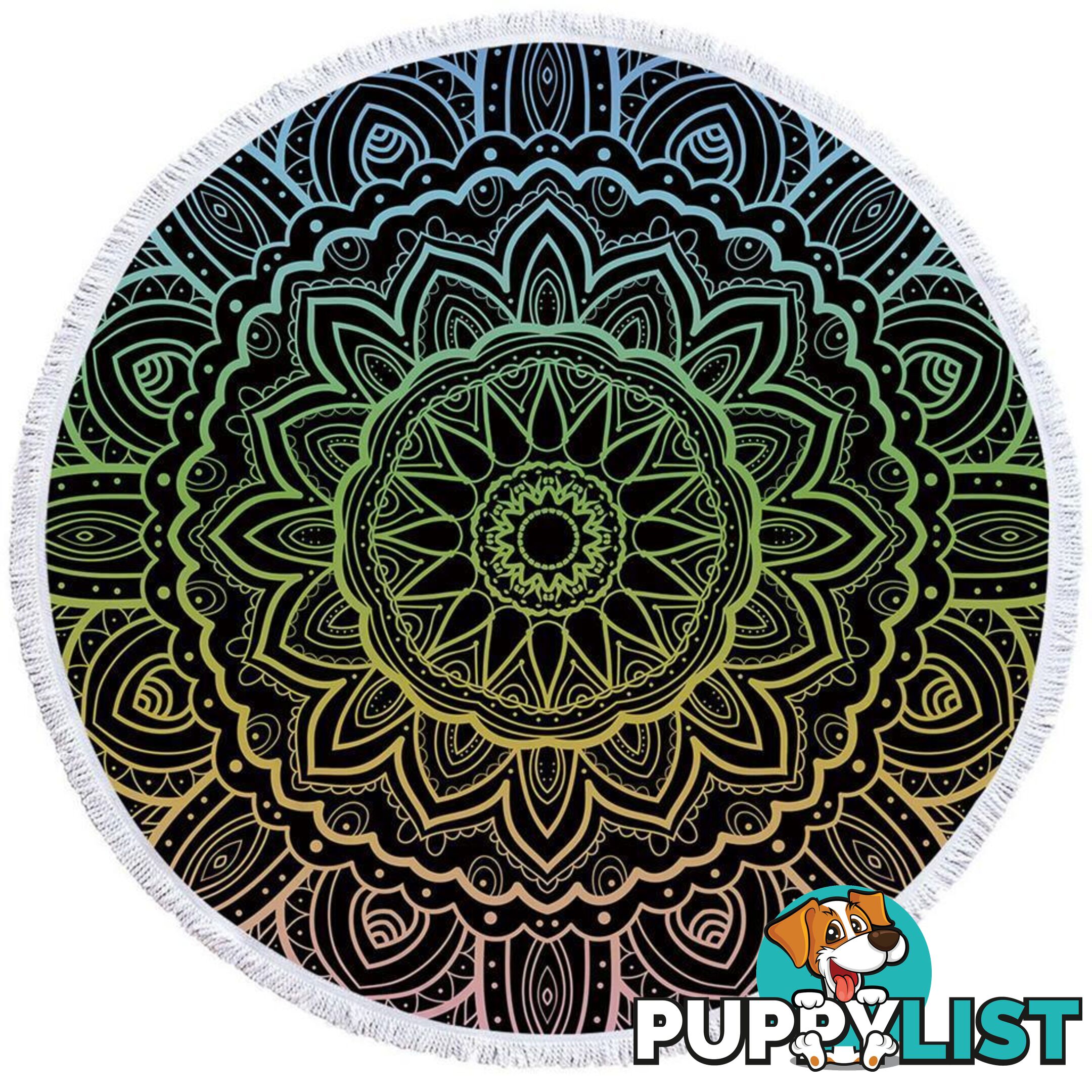 Mandala Over Black Beach Towel - Towel - 7427046321556