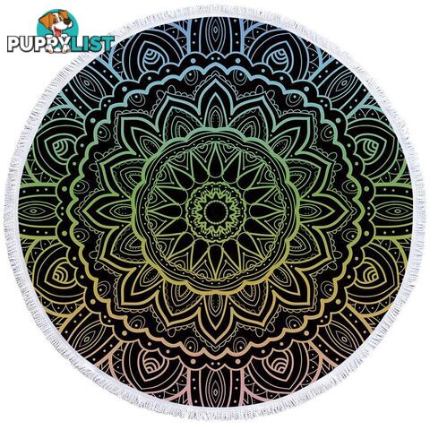 Mandala Over Black Beach Towel - Towel - 7427046321556