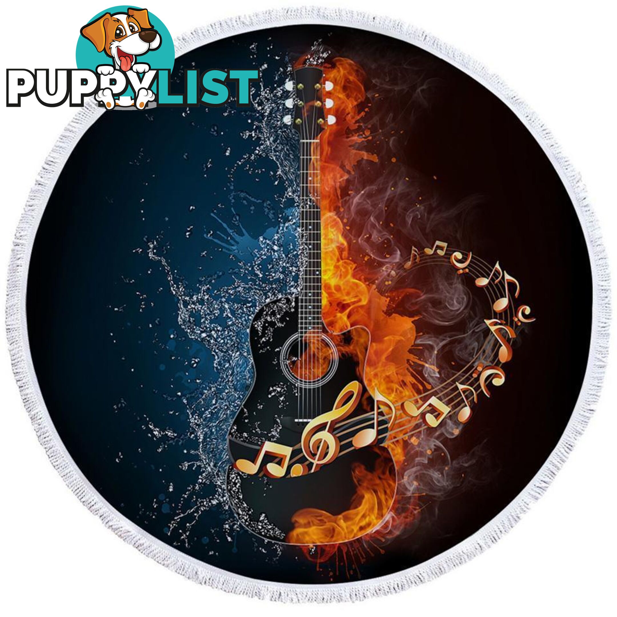 Fire vs Water Guitar Beach Towel - Towel - 7427046313704