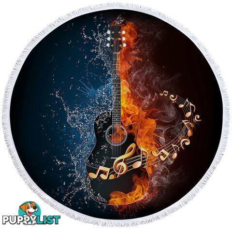 Fire vs Water Guitar Beach Towel - Towel - 7427046313704