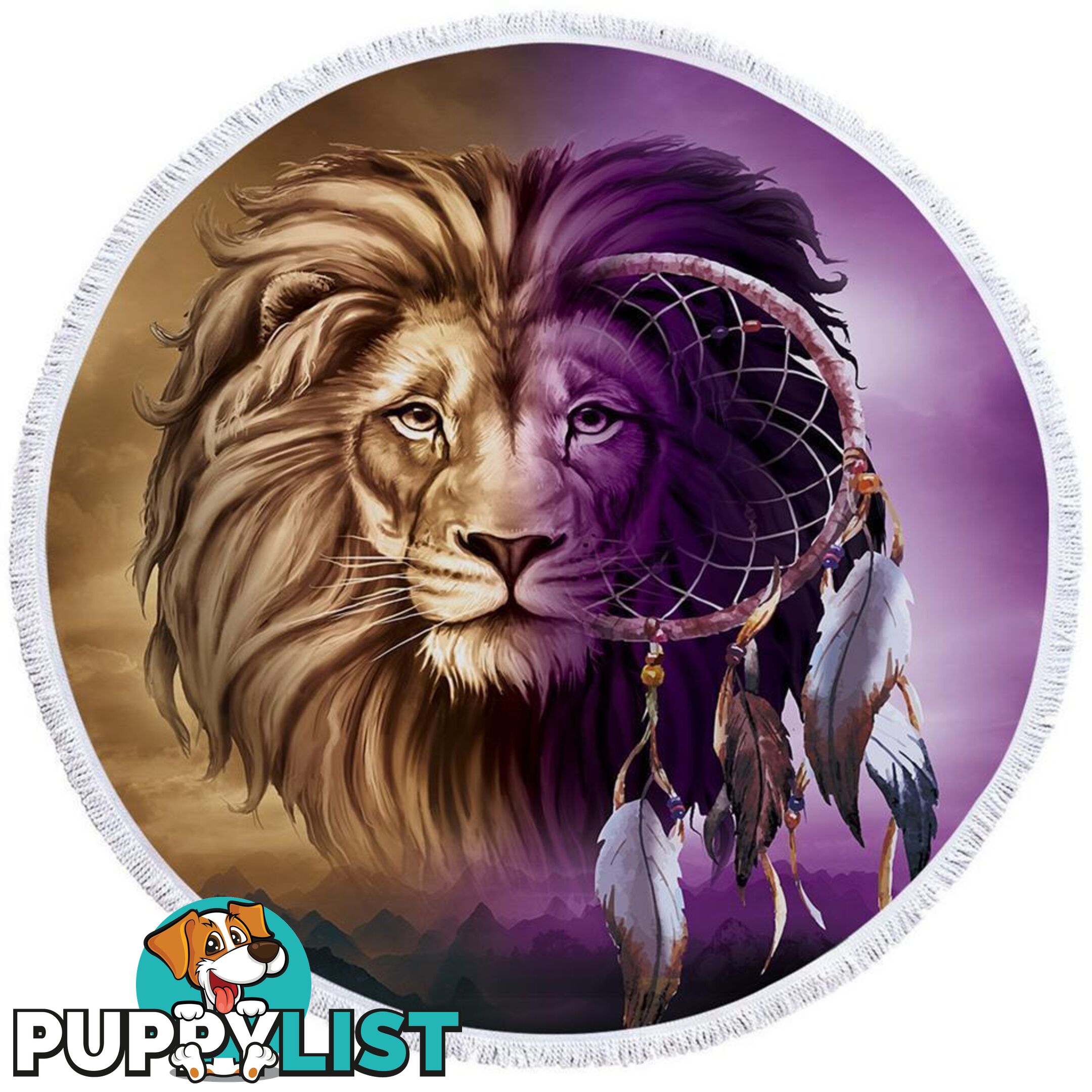 Dream Catcher Lion Beach Towel - Towel - 7427046312103